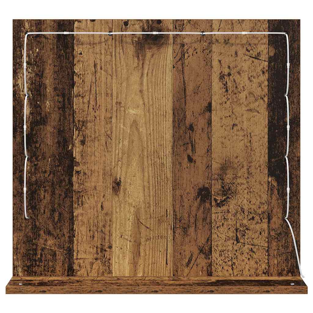 Vanity Mirror with LED Strip Lights Old Wood 60 x 55 x 18 cm